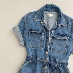 Topshop Denim Shorts Overalls